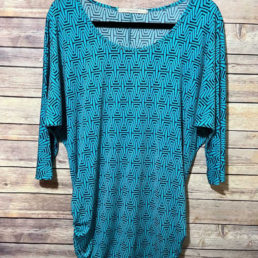 ⭐️ 41 Hawthorn Dolman Sleeve Top size Medium Blue Pattern E2